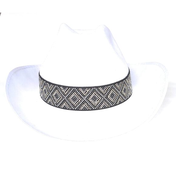 5894 Hat Band Nailhead Stud Metallic Diamond Pattern Quality Stretch Fabric main image 7